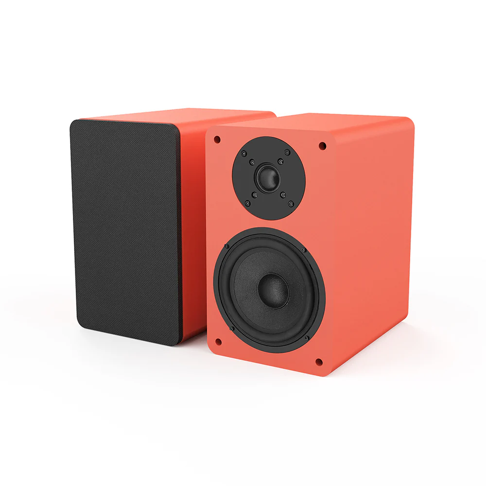 Silcron SLR05 Wireless Active Bookshelf Speakers Set with HDMI ARC - Red - Image 2