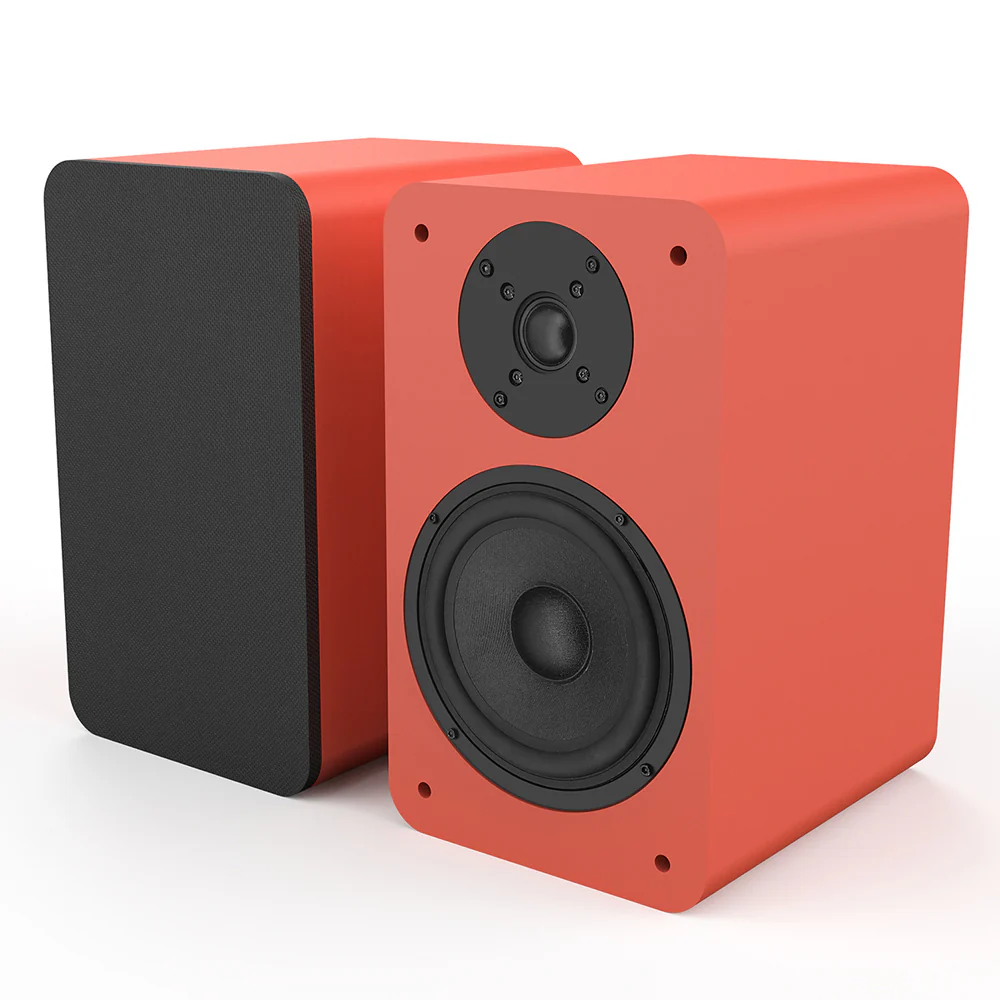 Silcron SLR07 Wireless Active Bookshelf Speakers Set with HDMI ARC - Red - Image 2