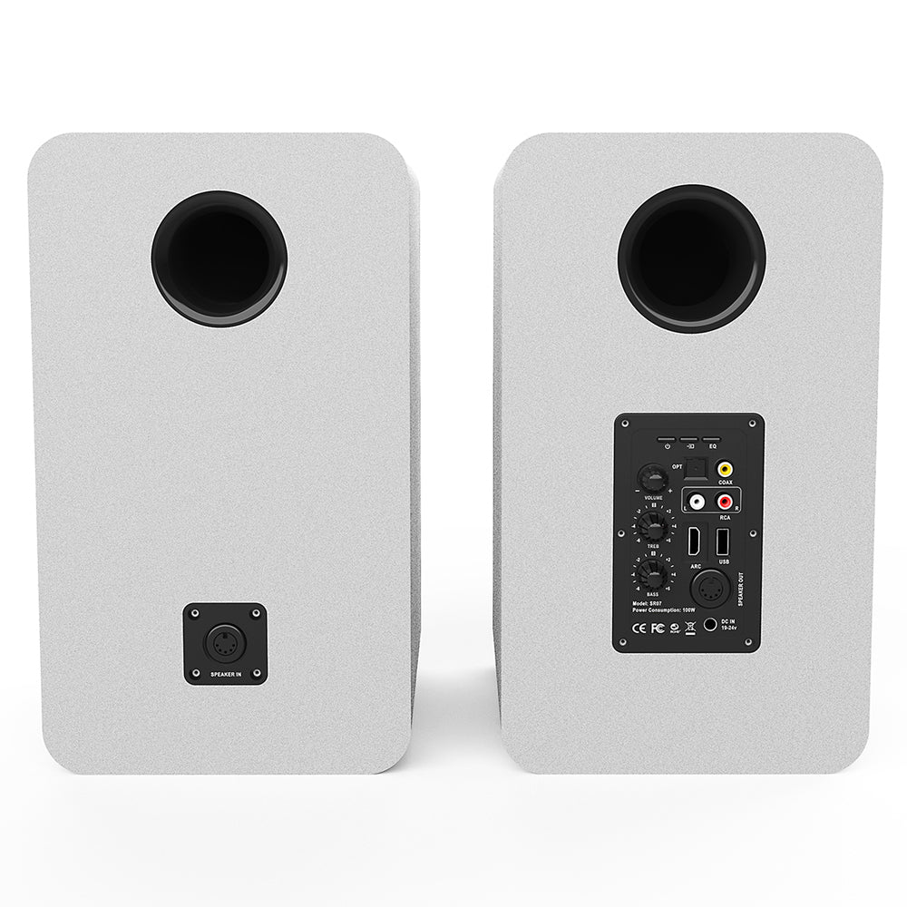 Silcron SLR07 Wireless Active Bookshelf Speakers Set with HDMI ARC (White) - Image 3