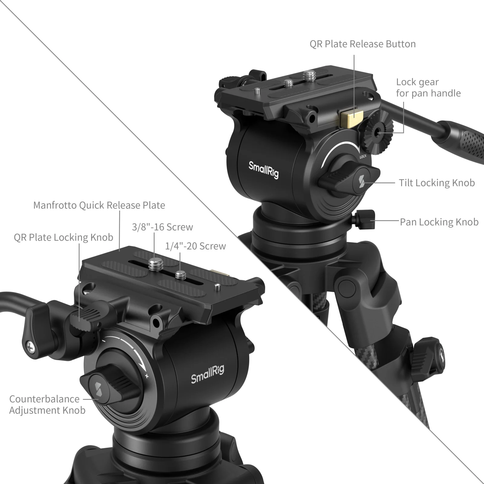 SmallRig AD14 Heavy-Duty Carbon Fiber Tripod 5441 - Image 3