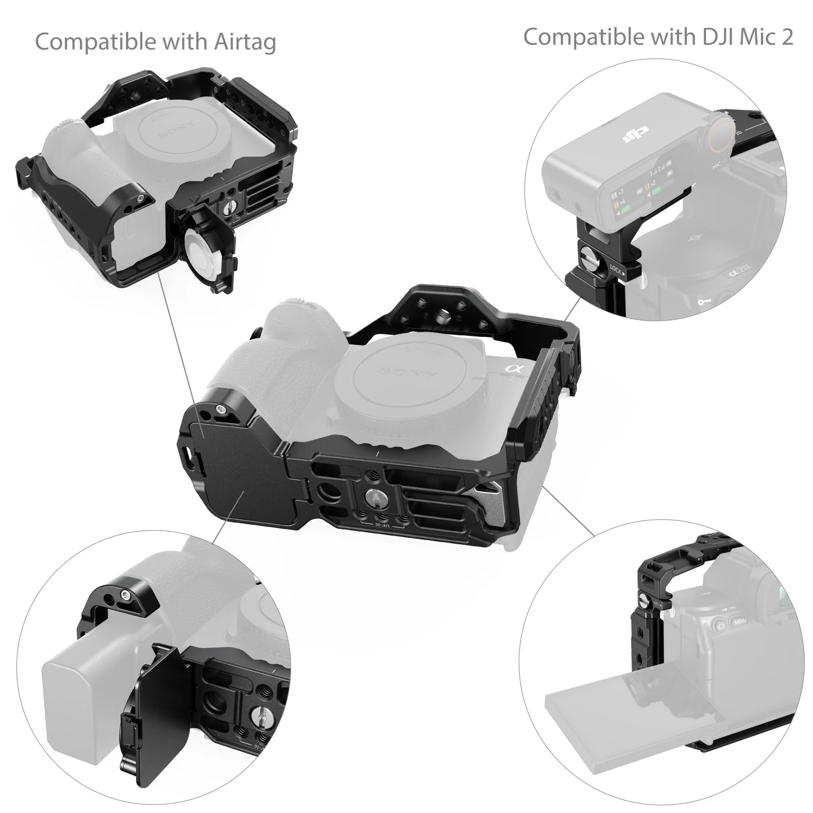 SmallRig Cage with Airtag Slot for Sony Alpha 7R V / 7 IV / 7S III / 1 / 7R IV 5583 - Image 5