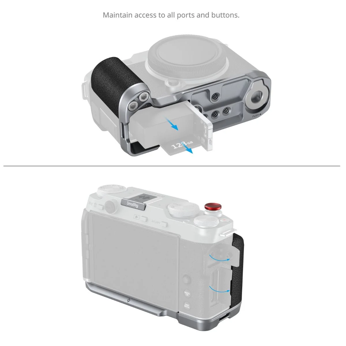 SmallRig L-Shape Mount Plate with Silicone Handle for FUJIFILM X-M5 (Silver) 4875 - Image 4