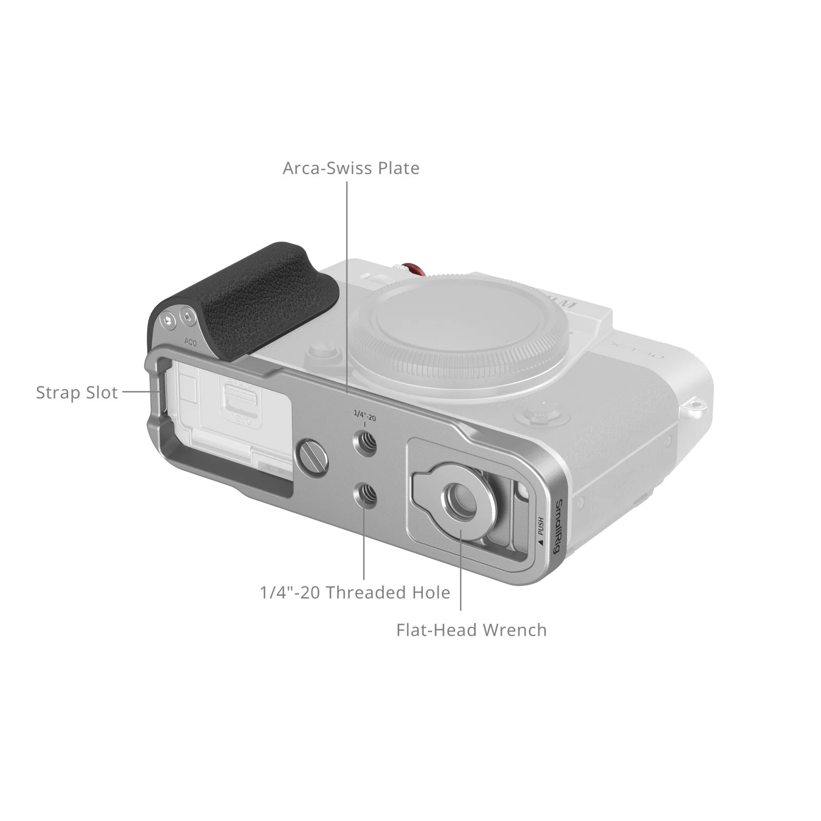 SmallRig L-Shaped Mount Plate with Silicone Handle for FUJIFILM X-T30 / X-T30 II / X-T30 III (Silver) 5664 - Image 2