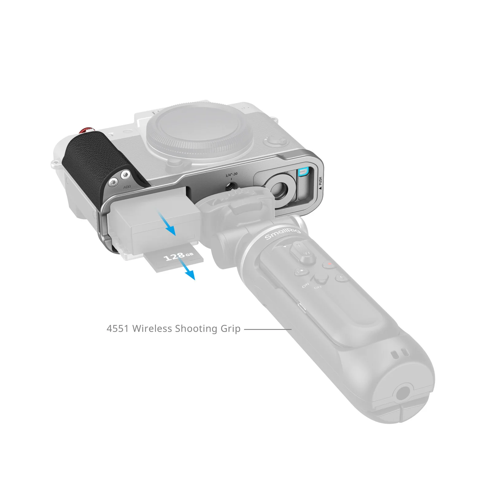SmallRig L-Shaped Mount Plate with Silicone Handle for FUJIFILM X-T30 / X-T30 II / X-T30 III (Silver) 5664 - Image 3