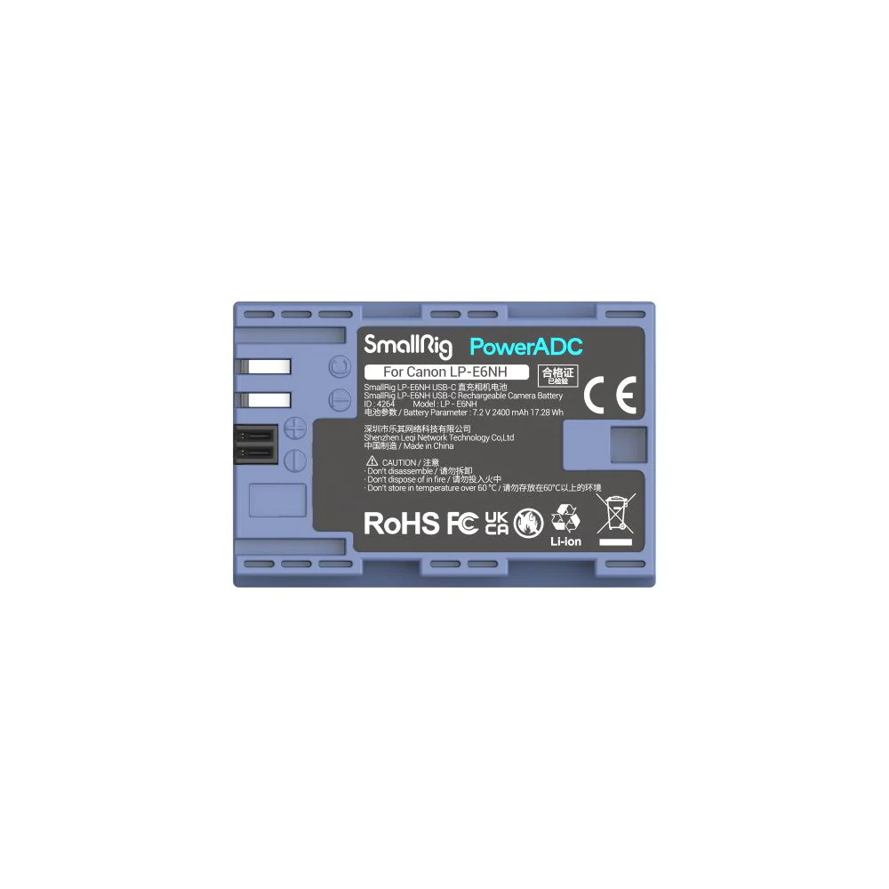 SmallRig LP-E6NH USB-C Rechargeable Camera Battery 4264 (Blue) - Image 2