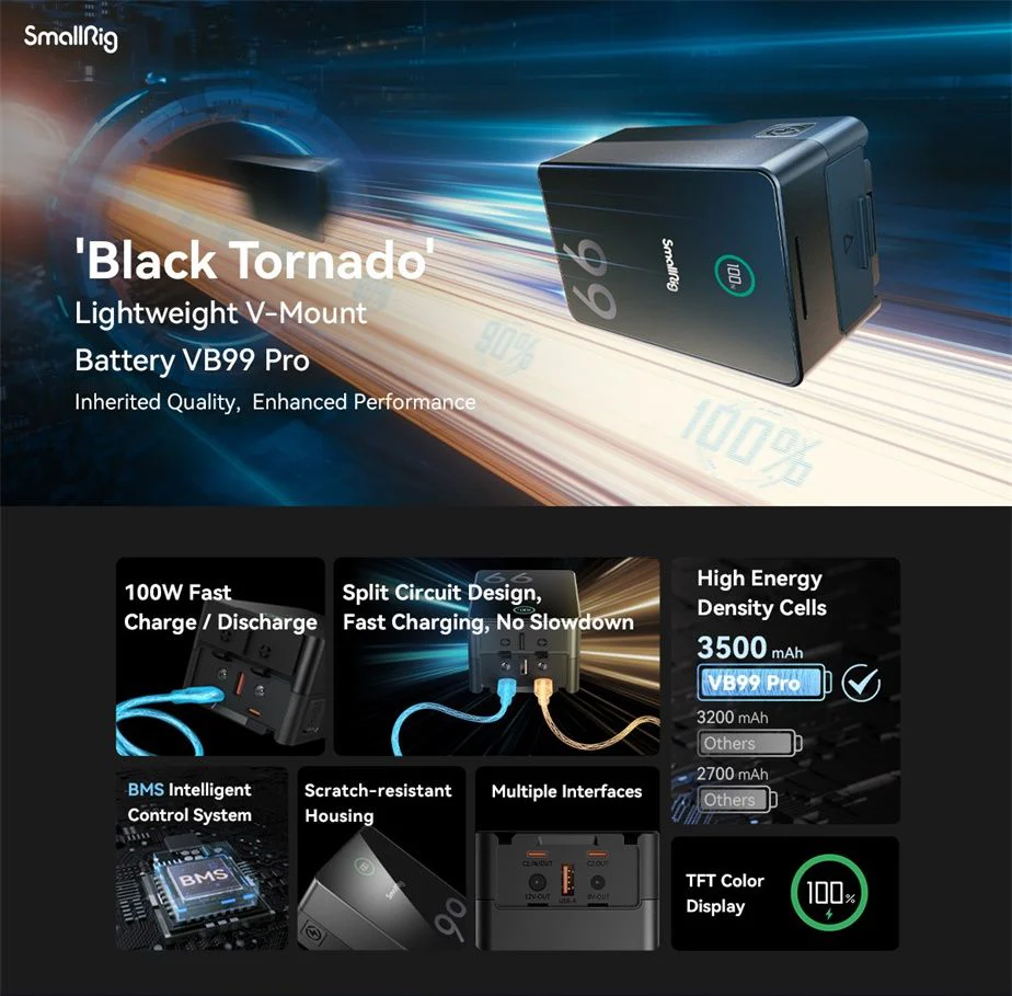 SmallRig VB99 Pro mini V Mount Battery 4292 (Black) - Image 8