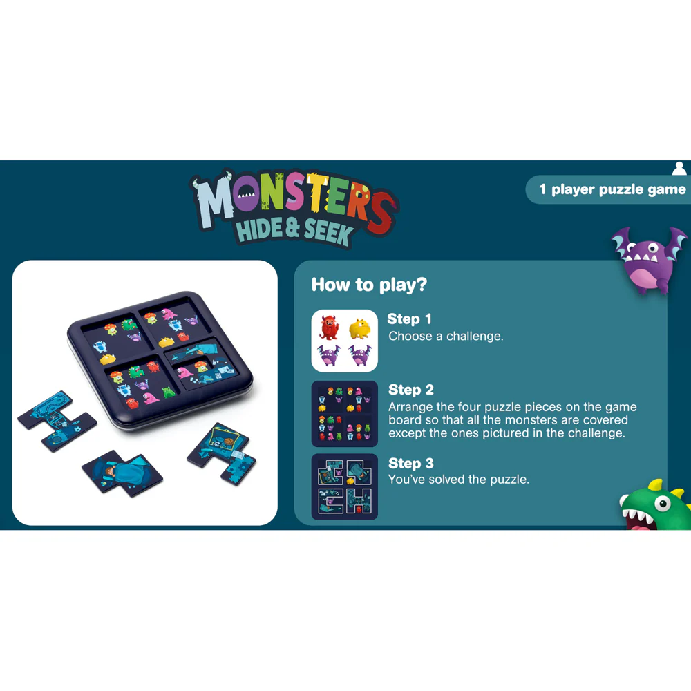 Smart Games Monsters Hide and Seek Puzzle/Board Game - Image 4