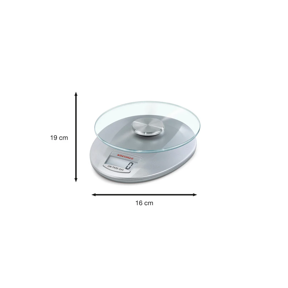 Soehnle Roma Digital LCD Kitchen Food Weigh Scale w/ Removable Plate SLV 5kg - Image 2