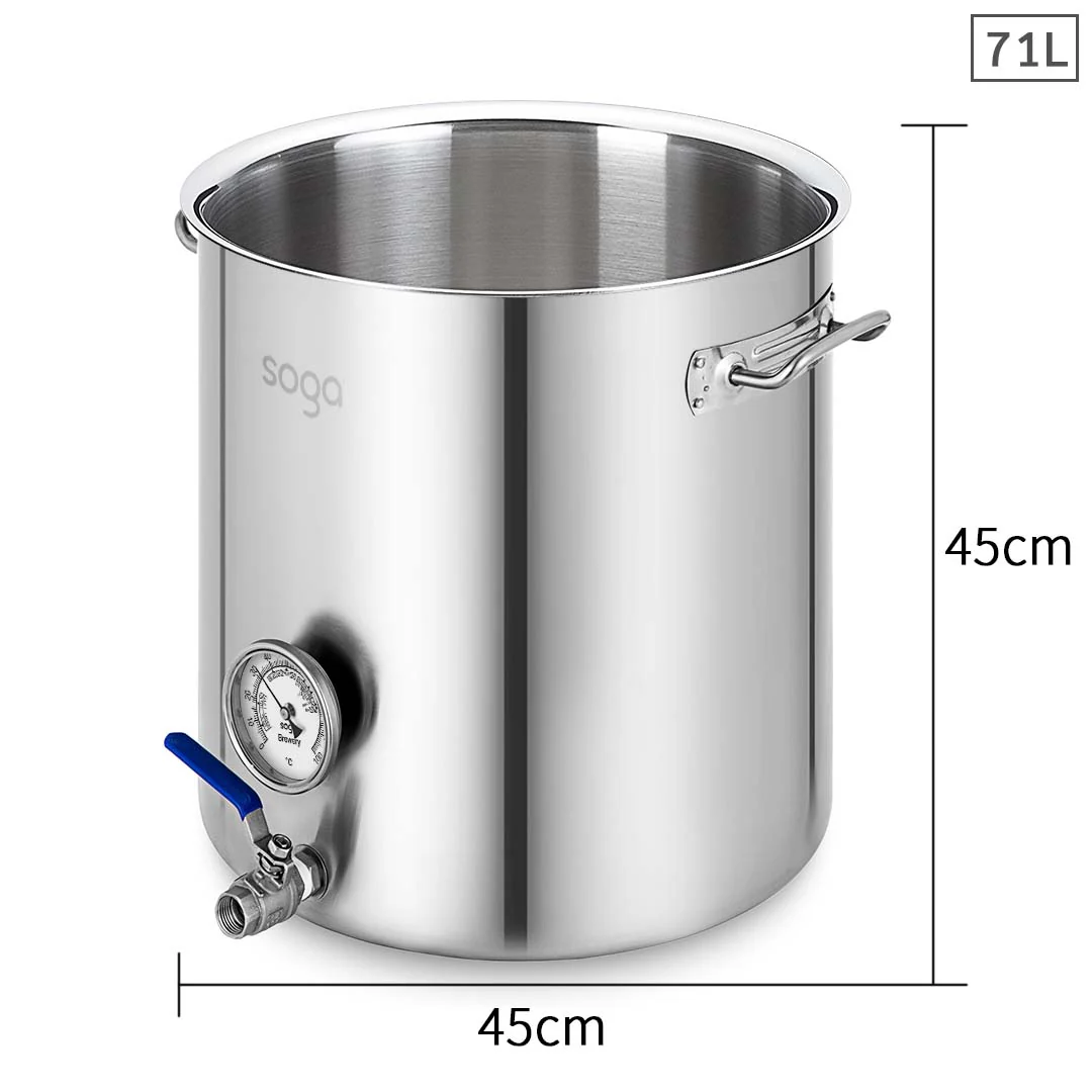 Soga 71L Stainless Steel Brewery Pot with Beer Valve 45x45cm - Image 2