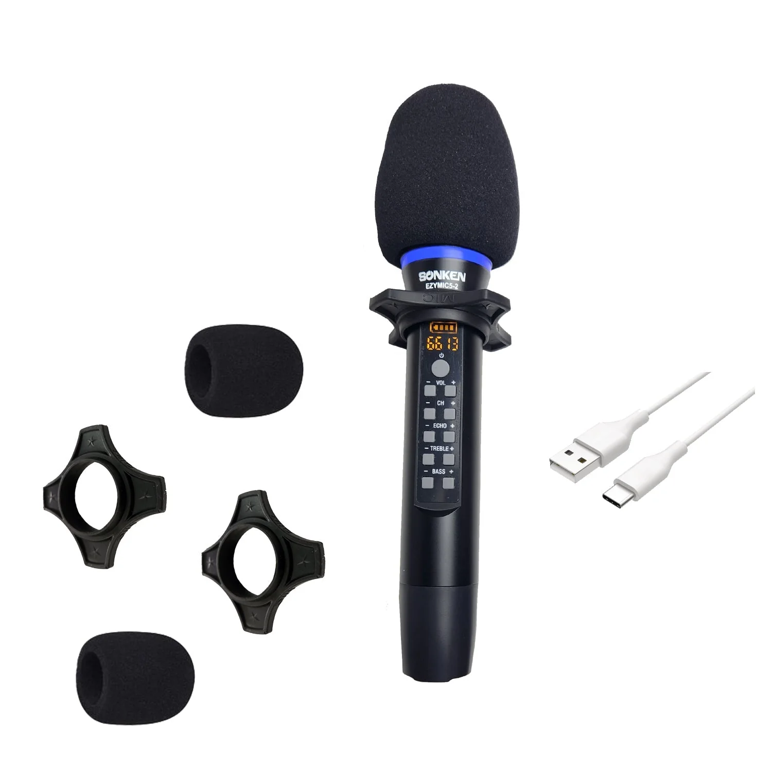 Sonken Ezy Mic 5.2 Universal UHF Wireless Microphones (with Effects) + Bluetooth - Image 5