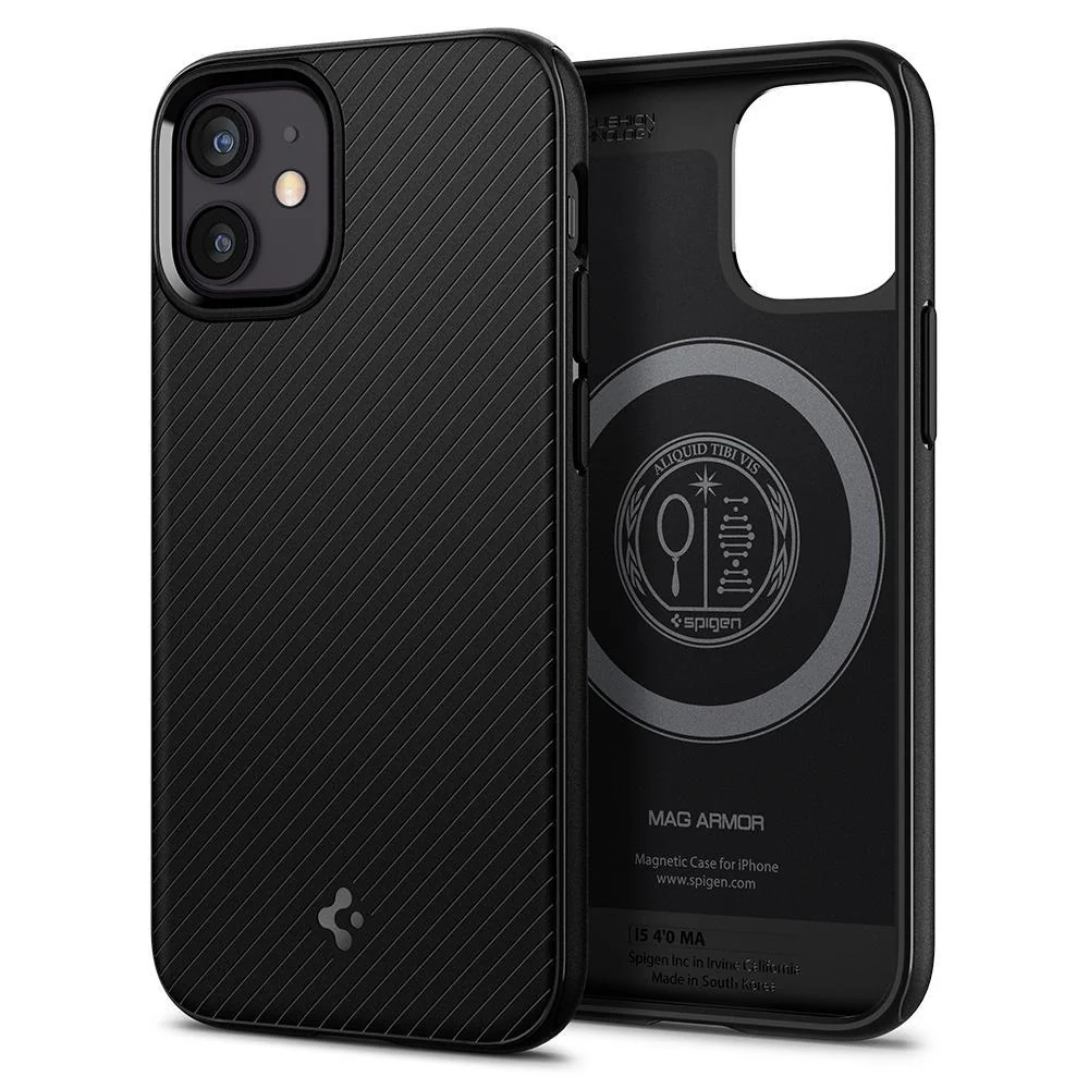 Spigen Apple iPhone 12 / 12 Pro Mag Armor Case - Black - Image 2