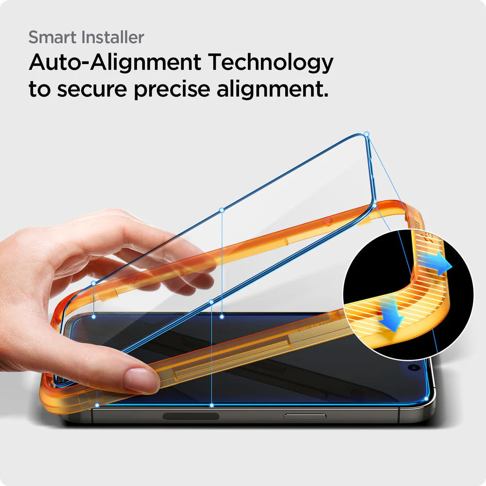 Spigen Apple iPhone 14 Pro AlignMaster GLAS.tR Full Cover 2PCS Glass Screen Protector - Black - Image 3