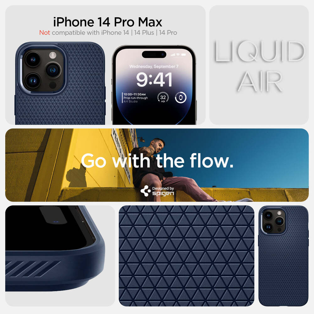 Spigen Apple iPhone 14 Pro Max Liquid Air Case - Black - Image 2