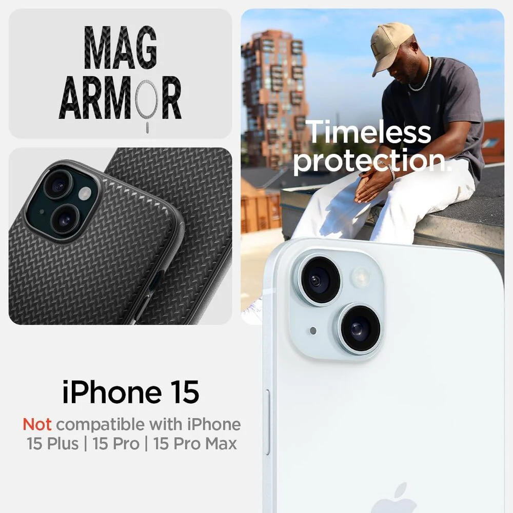Spigen Apple iPhone 15 Mag Armor (MagFit) Case - Black - Image 2