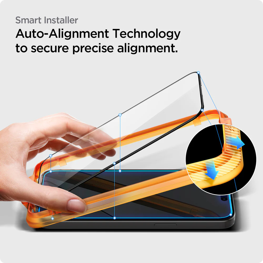 Spigen Apple iPhone 15 Plus AlignMaster GLAS.tR Full Cover 2PCS Glass Screen Protector - Black - Image 5