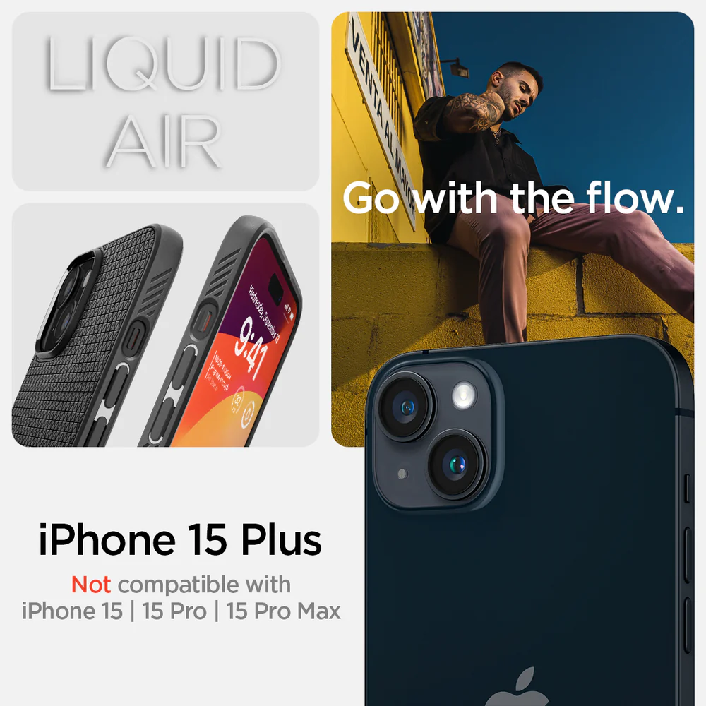 Spigen Apple iPhone 15 Plus Liquid Air Case - Black - Image 2