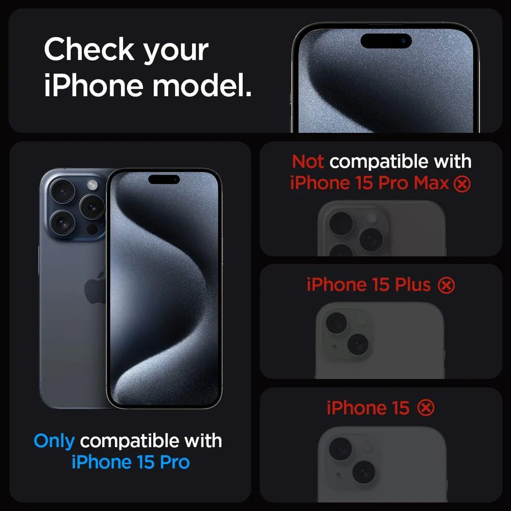 Spigen Apple iPhone 15 Pro EZ Fit GLAS.tR Slim 2PCS Glass Screen Protector - Clear - Image 2