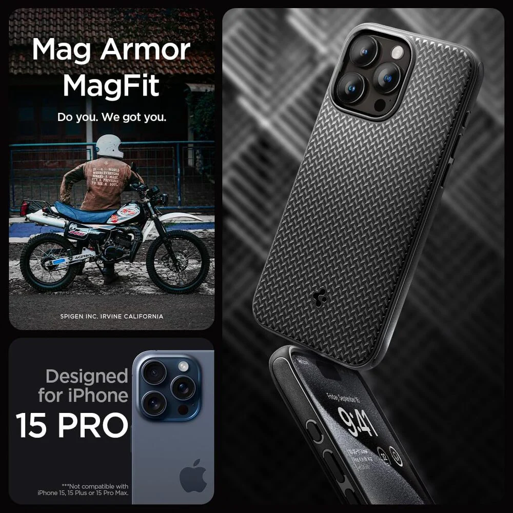 Spigen Apple iPhone 15 Pro Mag Armor (MagFit) Case - Black - Image 2