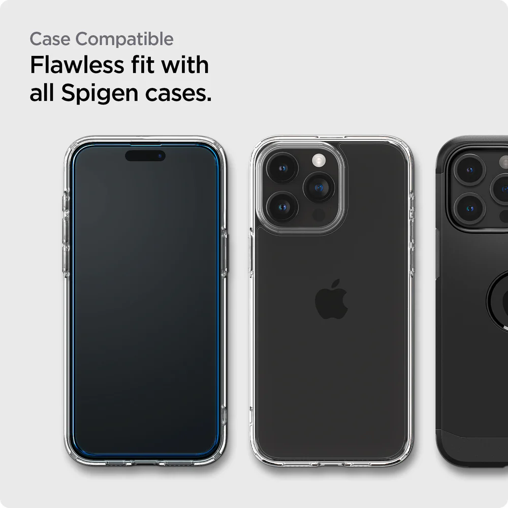 Spigen Apple iPhone 15 Pro Max AlignMaster GLAS.tR Full Cover 2PCS Glass Screen Protector - Black - Image 3