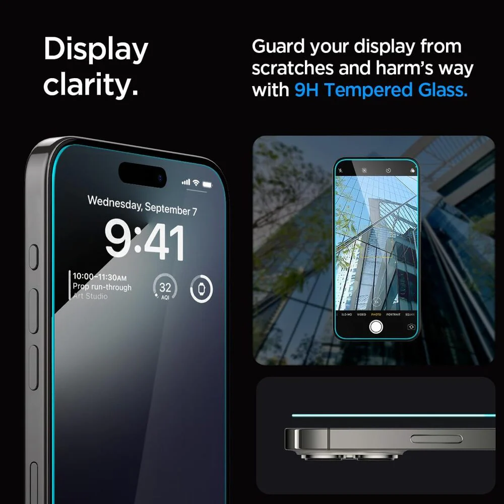 Spigen Apple iPhone 15 Pro Max EZ Fit GLAS.tR Slim 2PCS Glass Screen Protector - Clear - Image 4