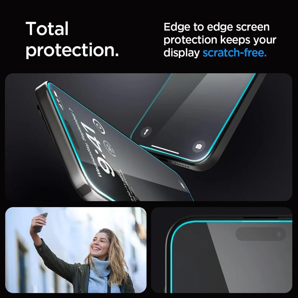 Spigen Apple iPhone 15 Pro Max EZ Fit GLAS.tR Slim 2PCS Glass Screen Protector - Clear - Image 5