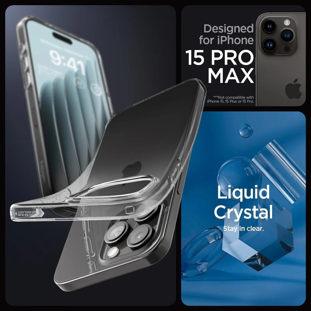 Spigen Apple iPhone 15 Pro Max Liquid Crystal Case - Clear - Image 2