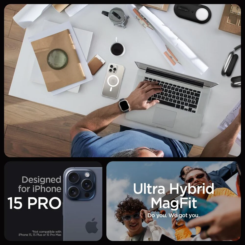 Spigen Apple iPhone 15 Pro Ultra Hybrid (MagFit) Case - White - Image 2