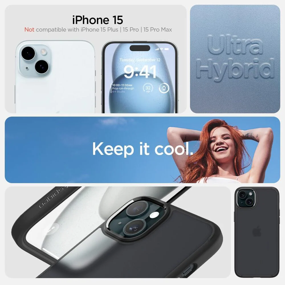Spigen Apple iPhone 15 Ultra Hybrid Case - Frost Black - Image 2