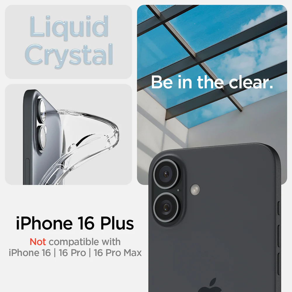 Spigen Apple iPhone 16 Plus Liquid Crystal (MagFit) Case - Clear Case / White Ring - Image 2