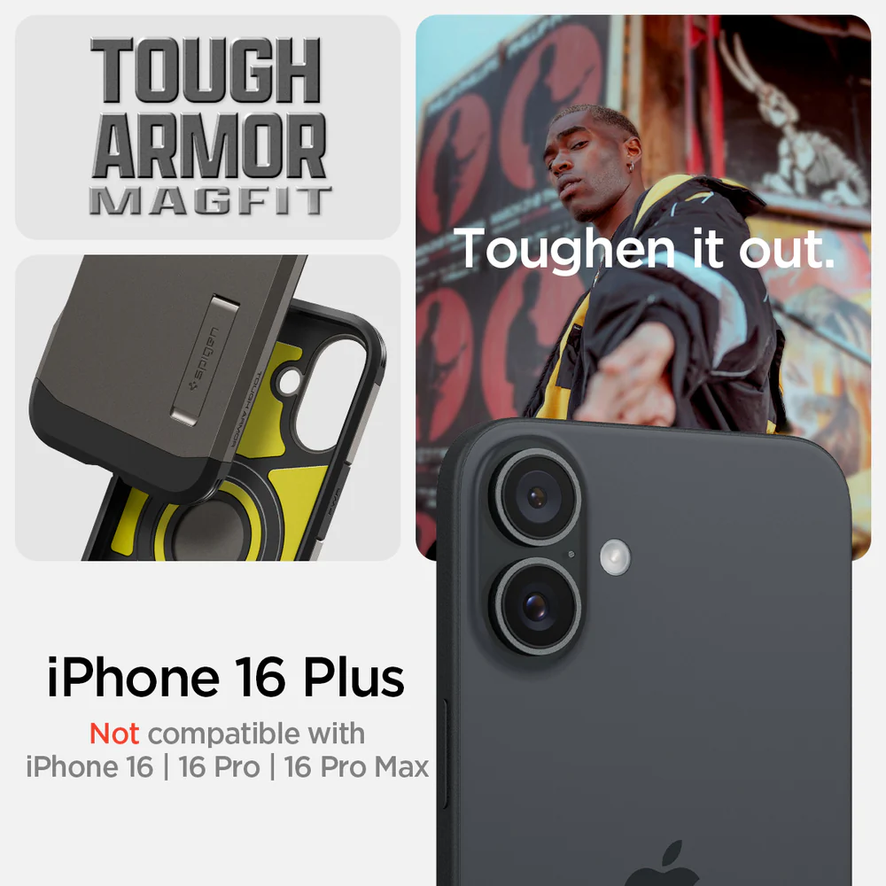 Spigen Apple iPhone 16 Plus Tough Armor (MagFit) Case - Gunmetal - Image 2