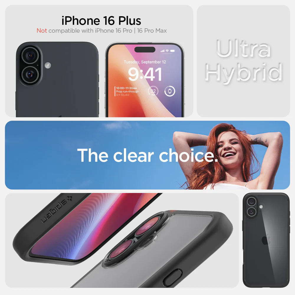 Spigen Apple iPhone 16 Plus Ultra Hybrid Case - Black - Image 2