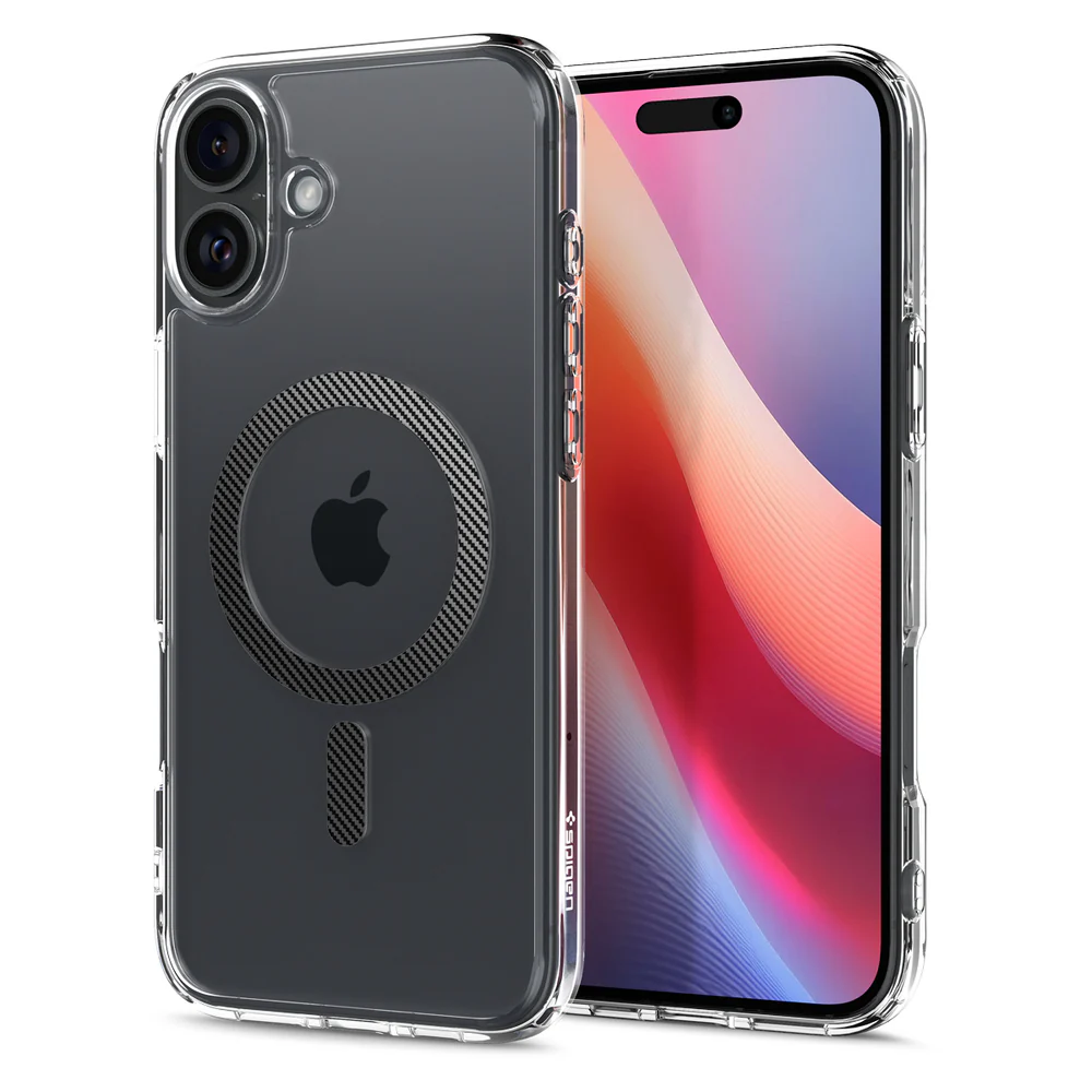Spigen Apple iPhone 16 Plus Ultra Hybrid (MagFit) Case - Clear Case / Carbon Fiber Ring - Image 3
