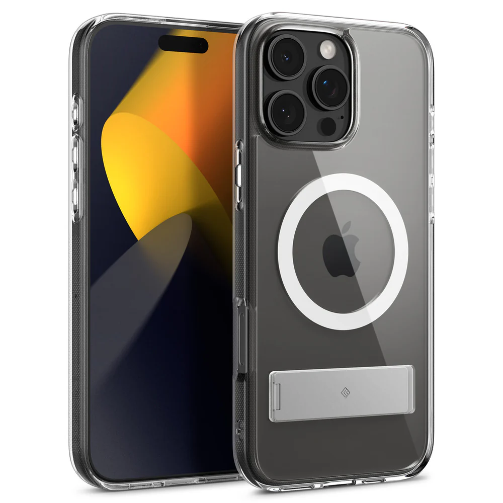 Spigen Apple iPhone 16 Pro Capella Mag Kickstand Case - Clear Case / White Ring - Image 3