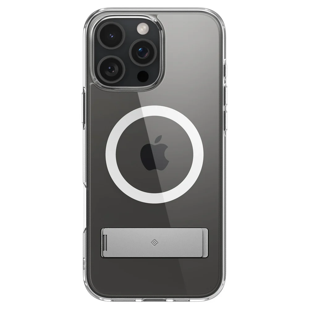 Spigen Apple iPhone 16 Pro Capella Mag Kickstand Case - Clear Case / White Ring - Image 4