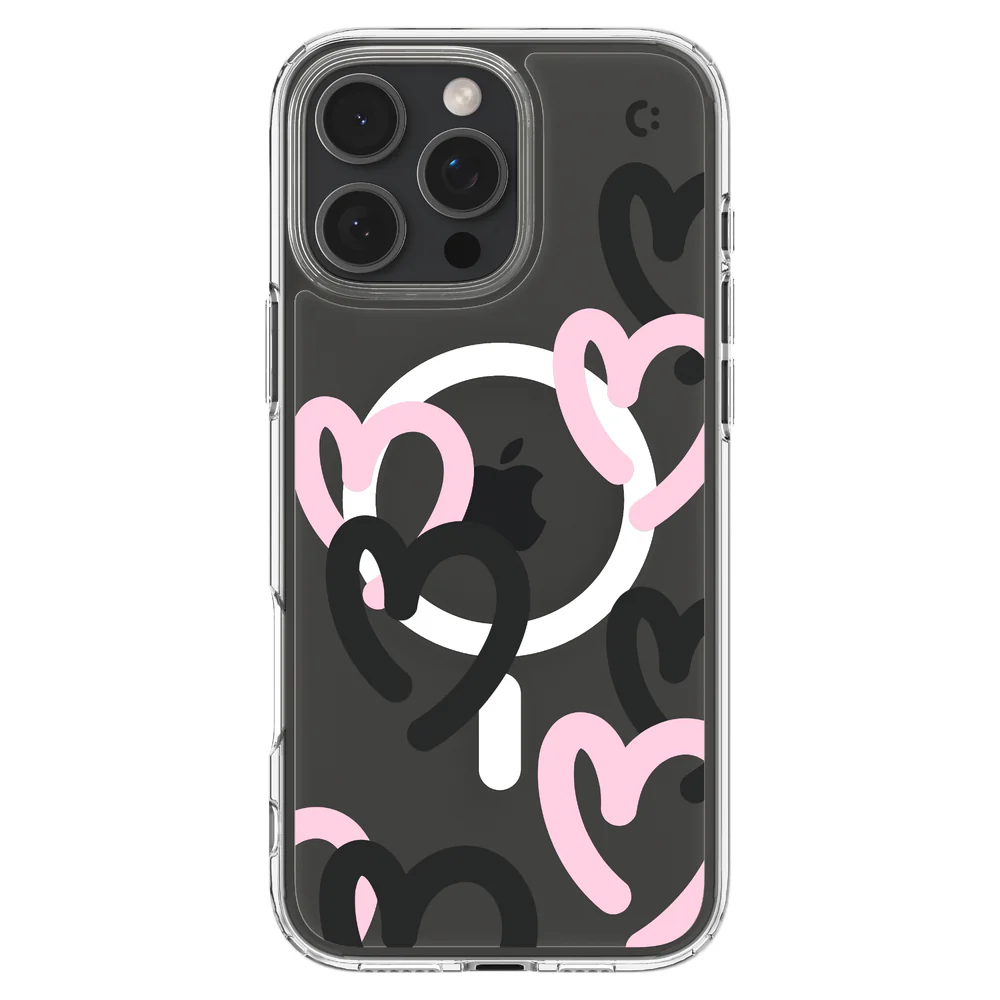 Spigen Apple iPhone 16 Pro Max Ultra Hybrid Hearts (MagFit) Case - Hearts Black Pink - Image 2