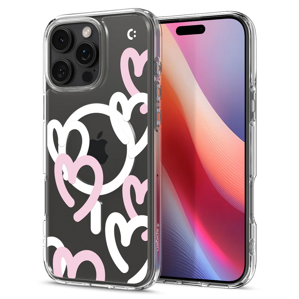 Spigen Apple iPhone 16 Pro Max Ultra Hybrid Hearts (MagFit) Case - Hearts White Pink