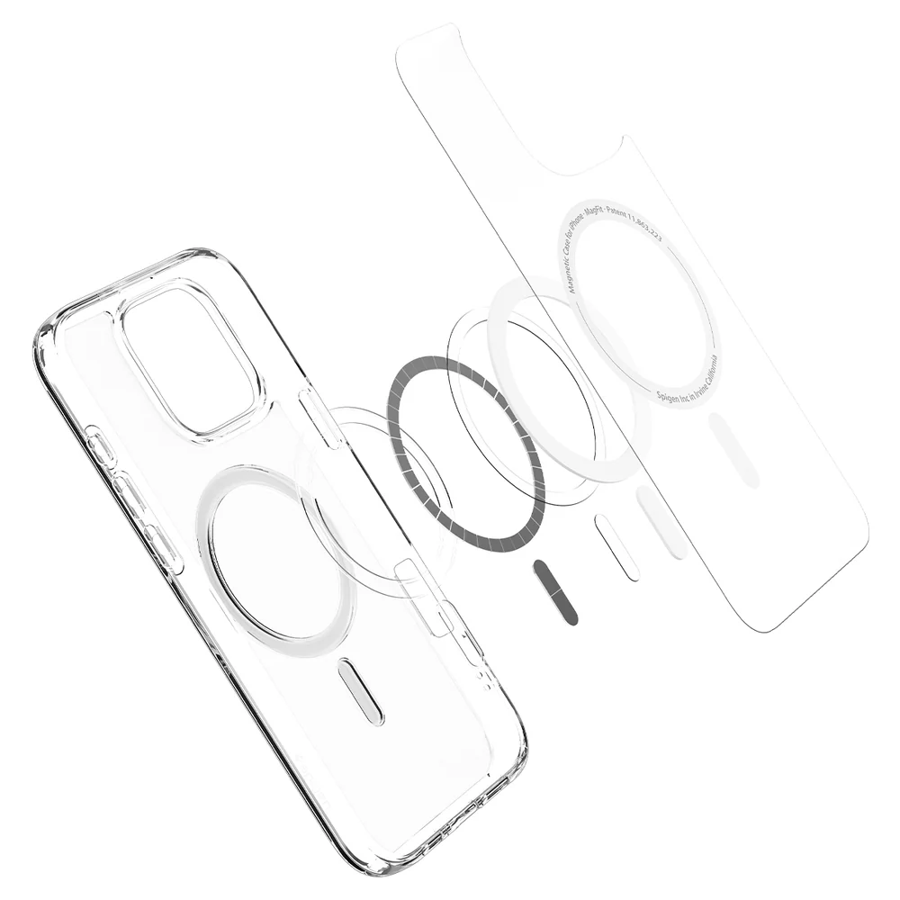 Spigen Apple iPhone 16 Pro Ultra Hybrid (MagFit) Case (Frost Clear Case / White Ring) - Image 6