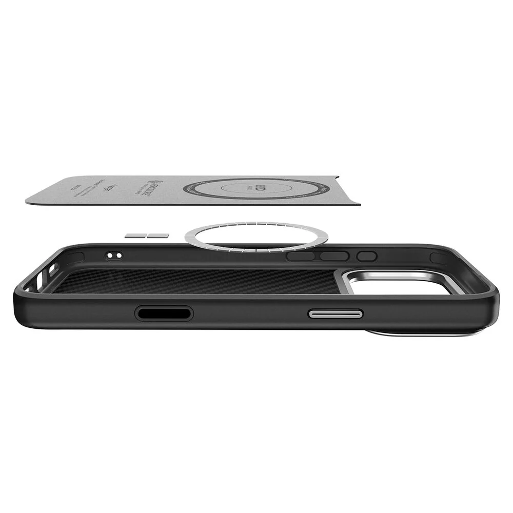 Spigen Apple iPhone 17 Pro Max Enzo Aramid T Camera Control Button Cover (MagFit) Case - Black Silver - Image 2