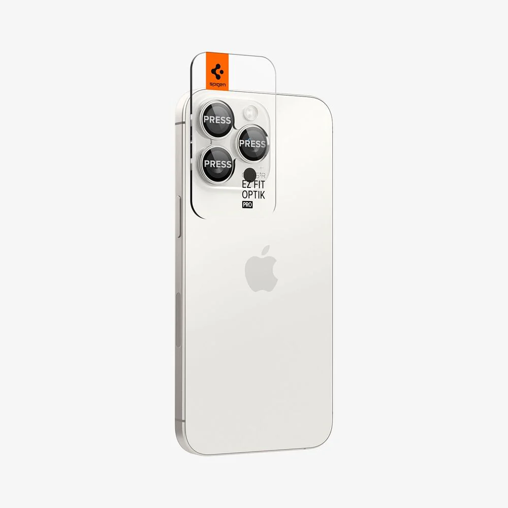 Spigen Apple iPhone 17 Pro Max EZ Fit GLAS.tR Optik Pro 2PCS Camera Lens Protector - White Titanium - Image 3
