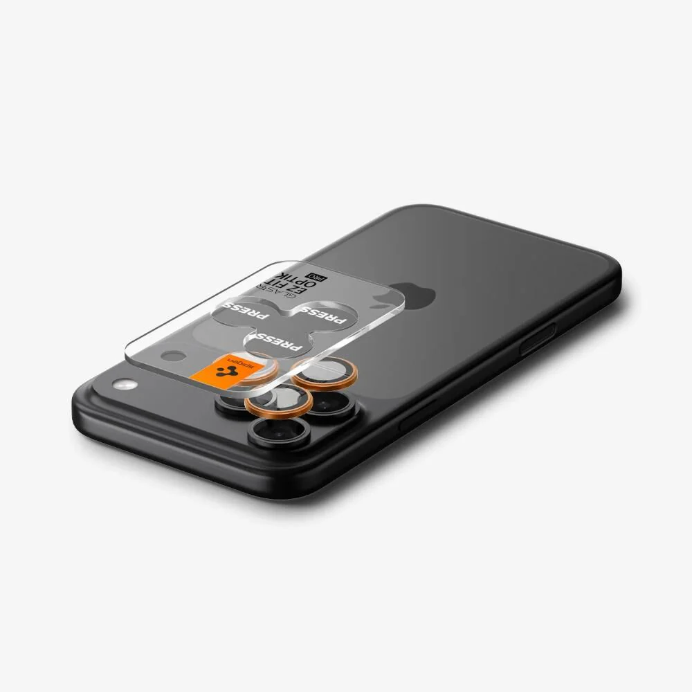 Spigen Apple iPhone 17 Pro Max GLAS.tR EZ Fit Optik Pro 2PCS Camera Lens Protector - Cosmic Orange - Image 3