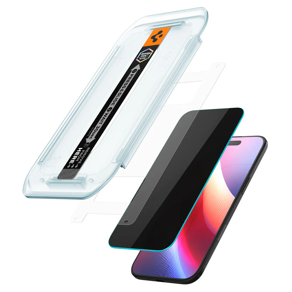 Spigen Apple iPhone Air GLAS.tR EZ Fit Privacy 2PCS Glass Screen Protector - Black - Image 3