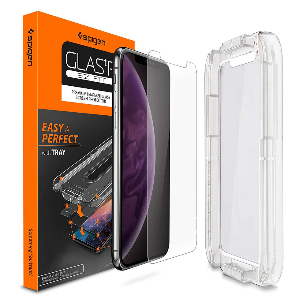 Spigen Apple iPhone XR GLAS.tR EZ Fit Glass Screen Protector - Clear - Image 2