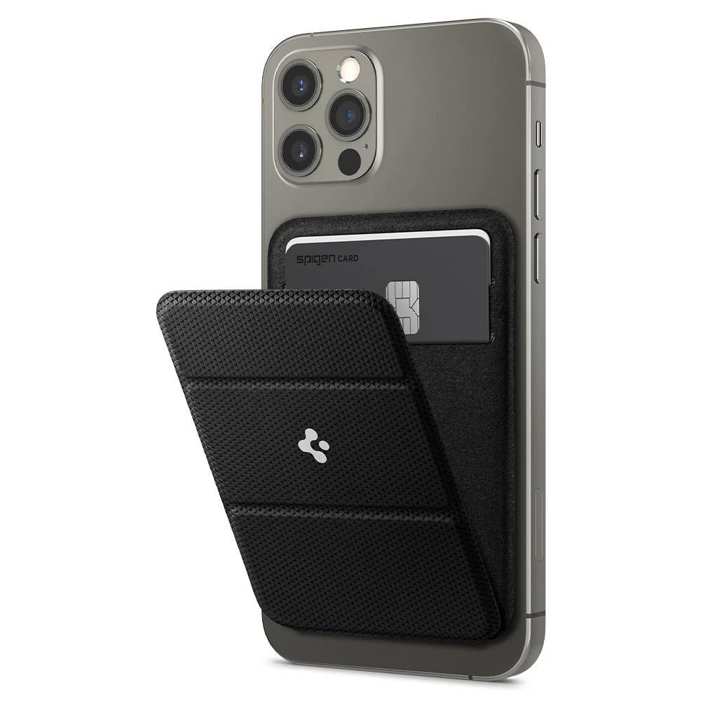 Spigen Apple MagSafe Accessories MagSafe Card Holder Smart Fold Wallet (MagFit) Card Holder - Black - Image 4