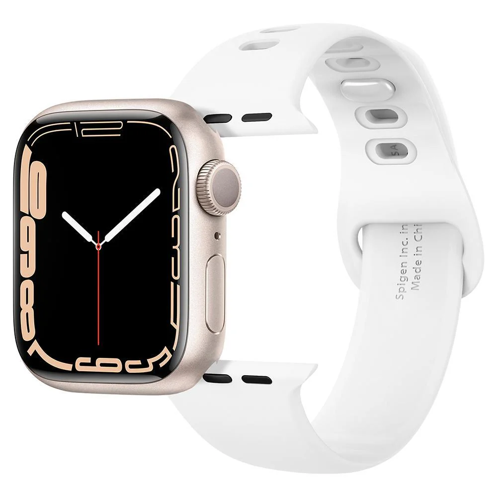 Spigen Apple Watch 41mm 40mm 38mm Silicone Fit Wristband (White) - Image 3