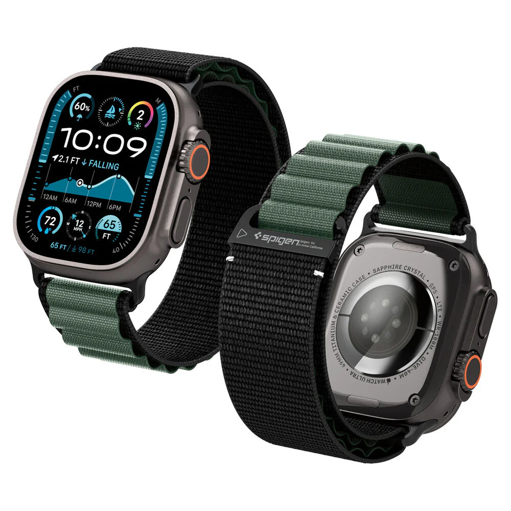 Spigen Apple Watch 42-49mm WBF1 Wristband (Black Green)