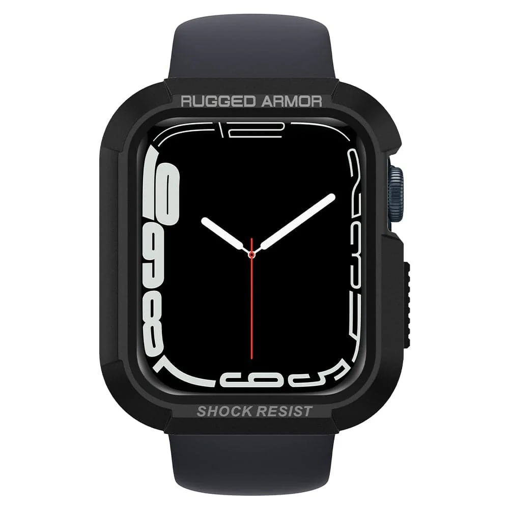 Spigen Apple Watch 45mm 44mm Rugged Armor Case (Black) - Image 3