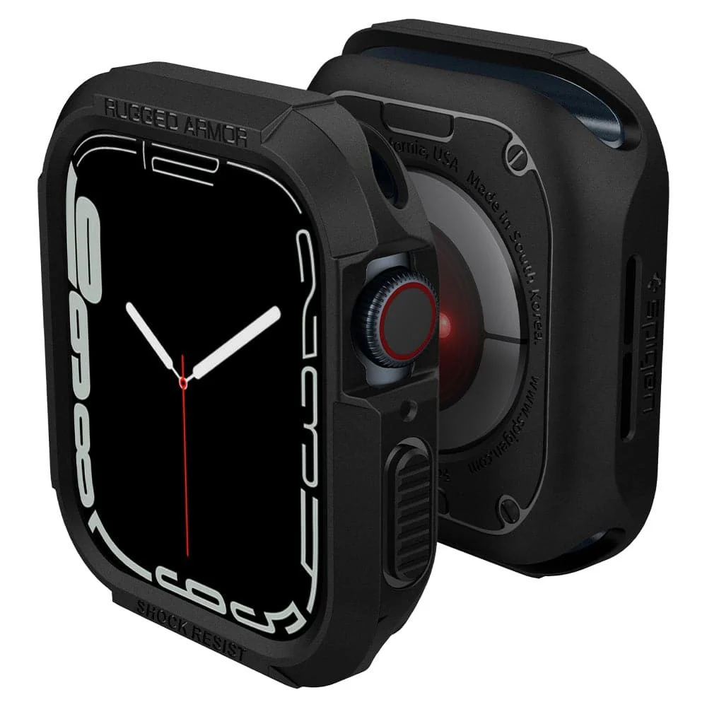Spigen Apple Watch 45mm 44mm Rugged Armor Case (Black) - Image 4