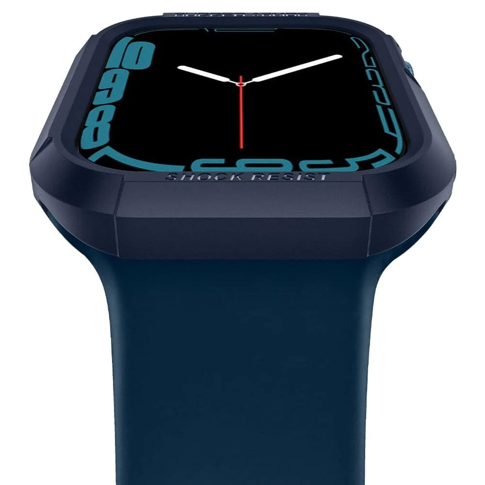 Spigen Apple Watch 45mm 44mm Rugged Armor Case (Blue) - Image 5