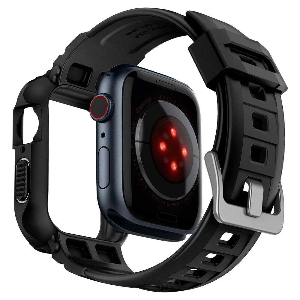 Spigen Apple Watch 45mm 44mm Rugged Armor Pro Case (Black) - Image 4
