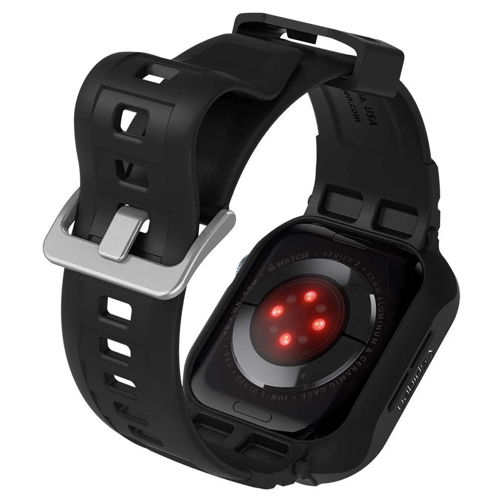 Spigen Apple Watch 45mm 44mm Rugged Armor Pro Case (Black) - Image 5